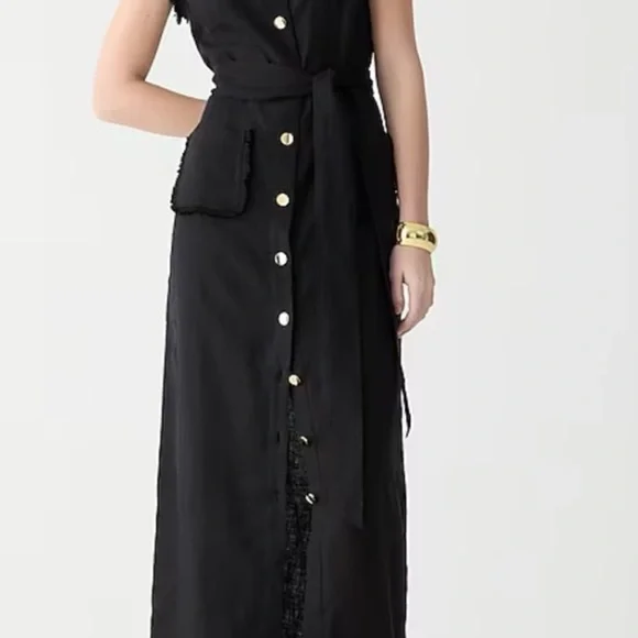 J Crew Linen Raw Hem Maxi Shirtdress - Picture 4 of 7